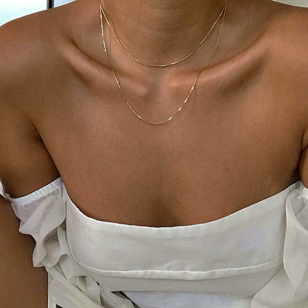 NEW 18K Gold Plated 16''  Snake Chain Necklace - Picture 2 of 5